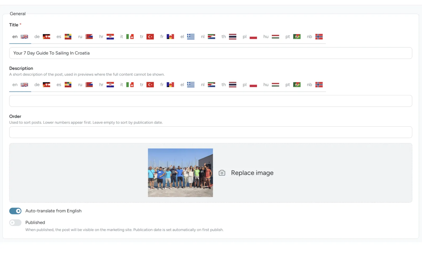 Floatist screen: Add Services And Blog Articles Easily.