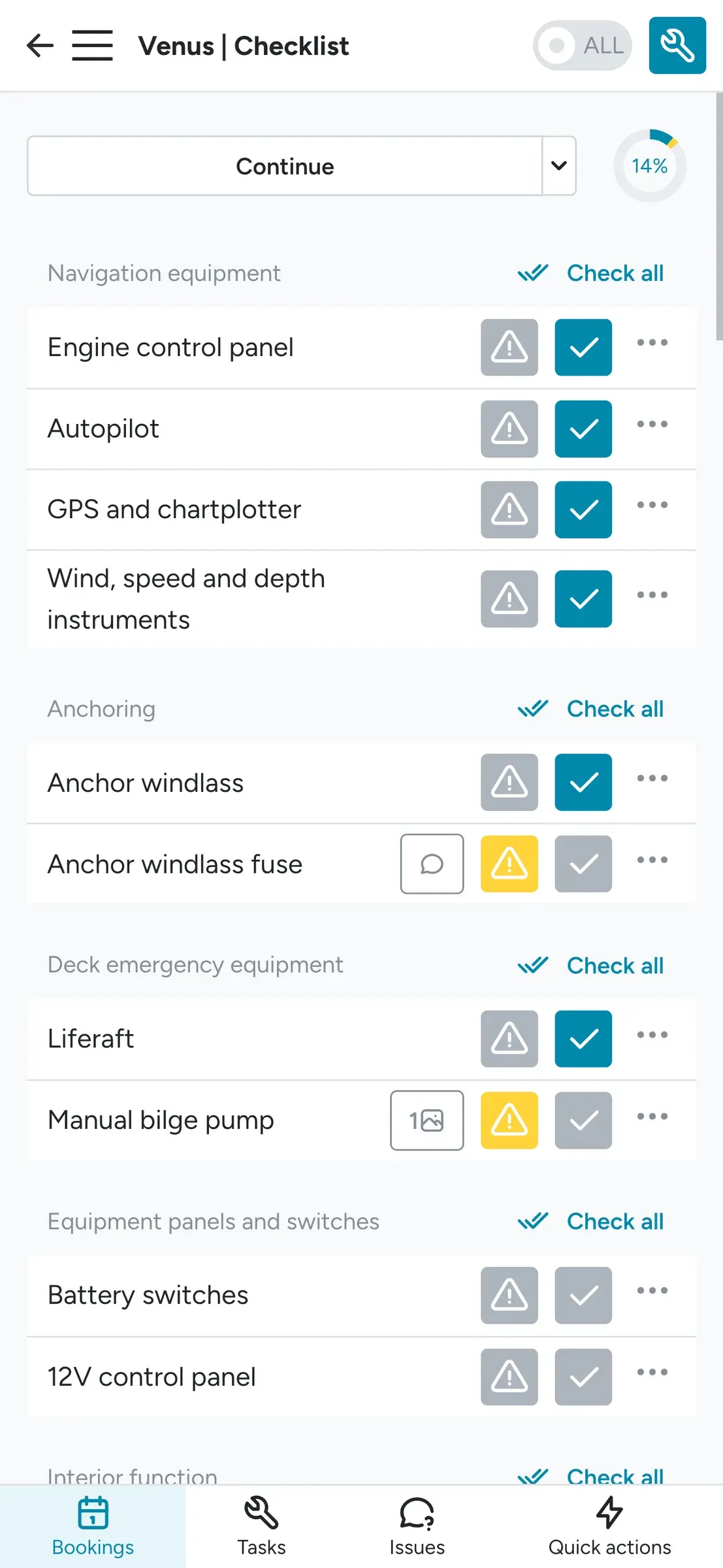 Floatist screen: Mobile Checklists.