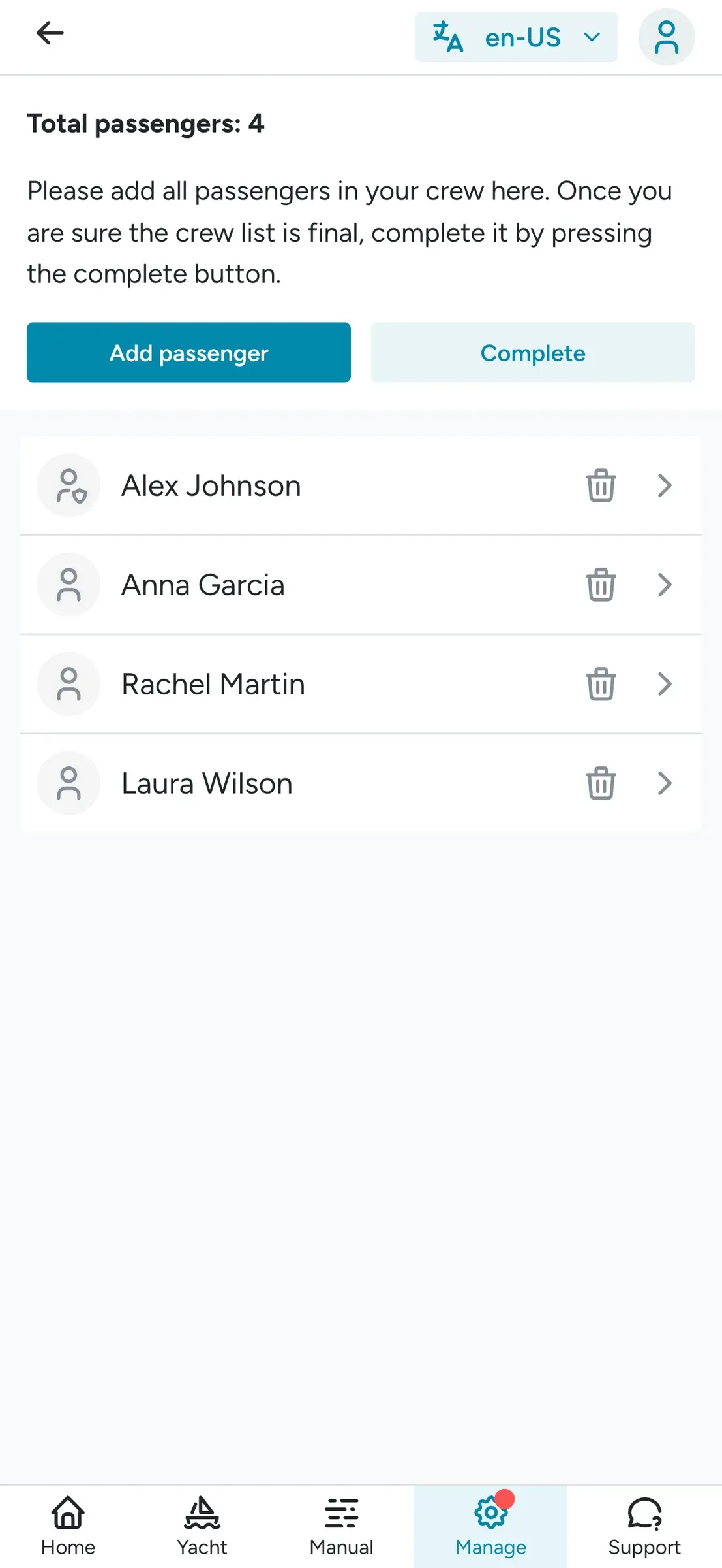 Floatist screen: Collect Crew List Information Through the App.