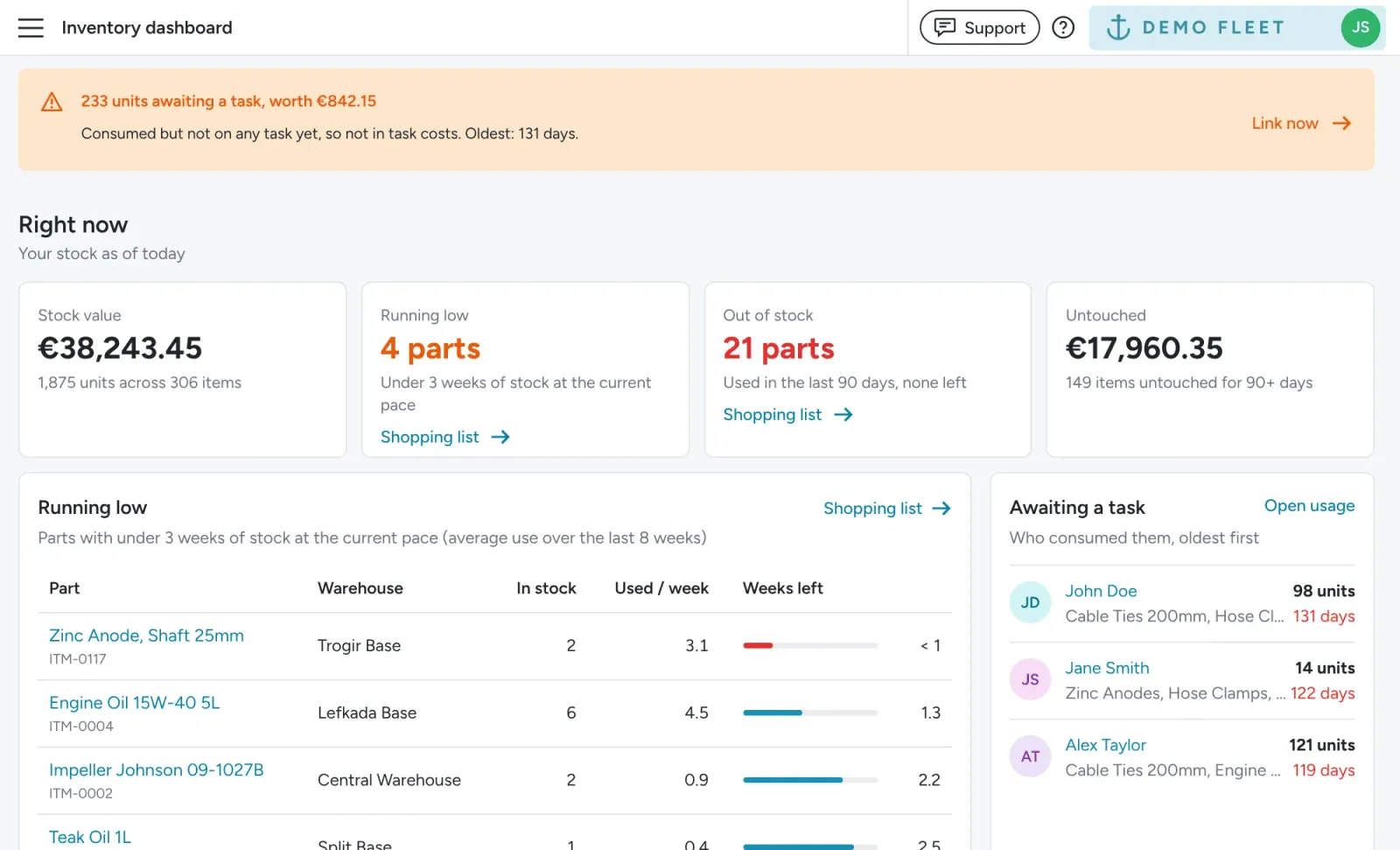 Floatist screen: Inventory Management That Does Not Give You a Headache