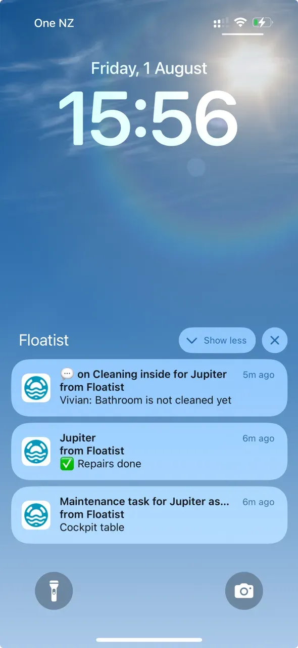 Floatist screen: Targeted Push Notifications.