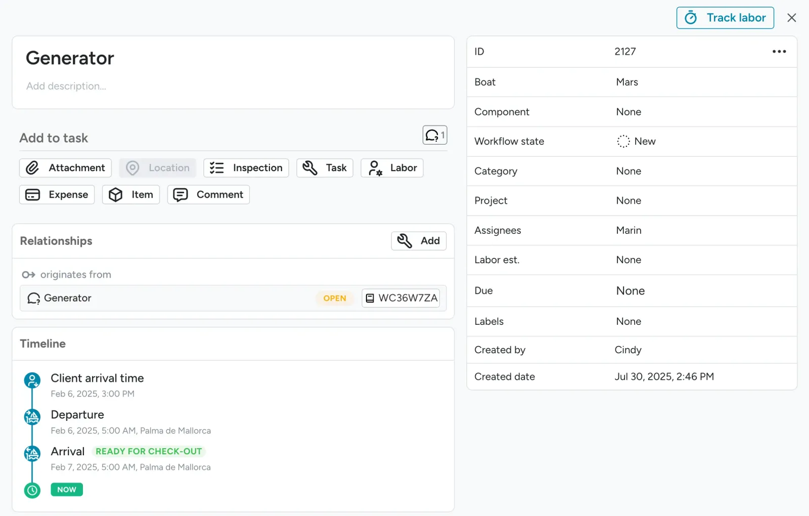 Floatist screen: Fully Integrated Task Management